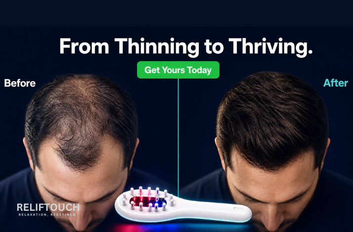 EMS Hair Growth Comb – Red & Blue Light Scalp Massager