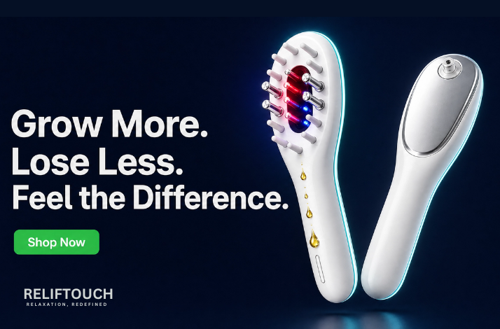 EMS Hair Growth Comb – Red & Blue Light Scalp Massager