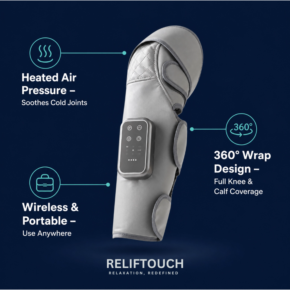 Heated Air Pressure Leg Massager – Knee & Calf Wrap