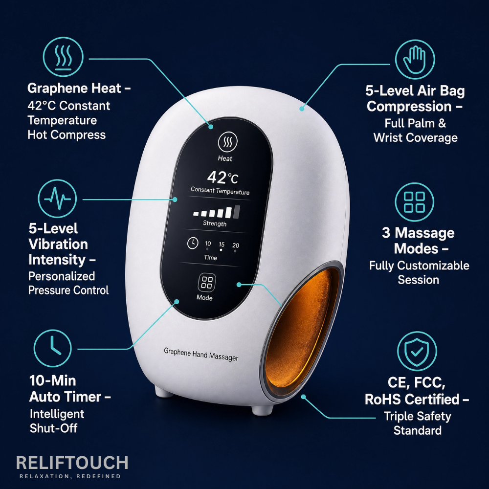 Cordless Hand & Wrist Massager – Heat, Vibration & Acupoint Therapy