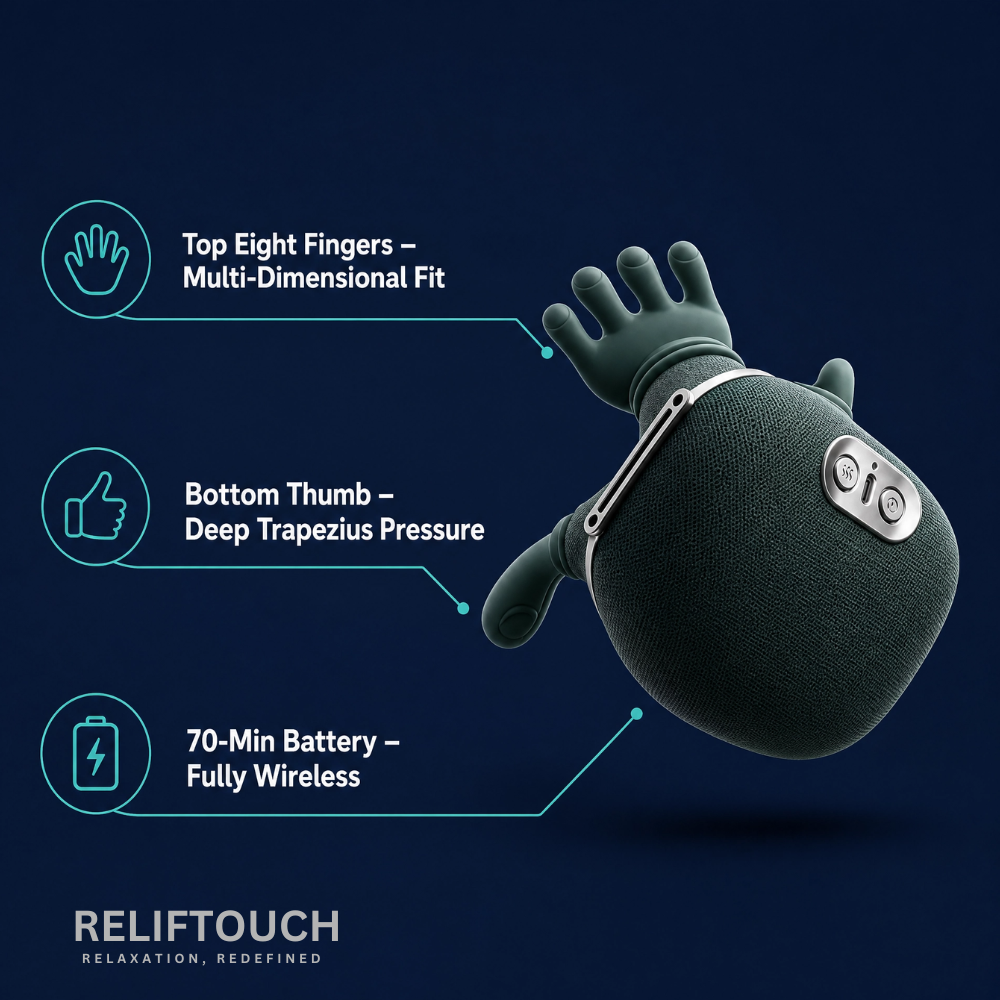 Neck & Shoulder Massager 4D Kneading + Wearable Design – 70-Min Battery, Hands-Free