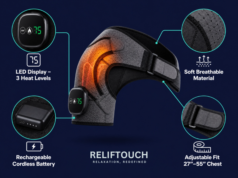 Heated Vibration Massager Brace – Shoulder, Knee & Elbow