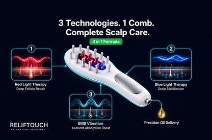 EMS Hair Growth Comb – Red & Blue Light Scalp Massager