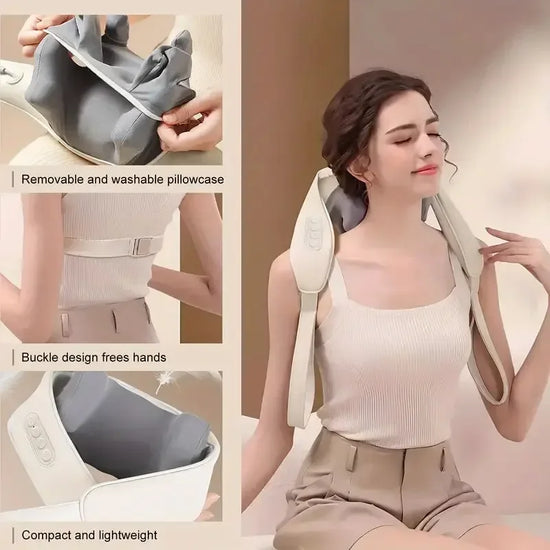 Neck and Shoulder Massager Deep Tissue Massage Back Massager with Heat Pain Relief Electric Kneading Squeeze Muscle Massage Tool